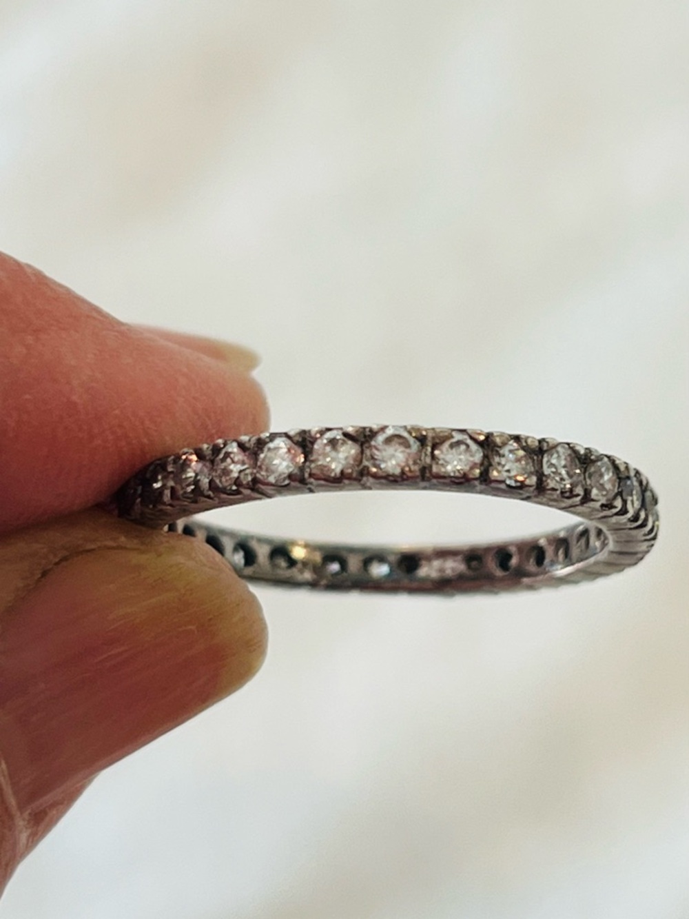 Sparkling Silver Eternity Band with  Clear zircon Stones Women Jewelry size 9-10